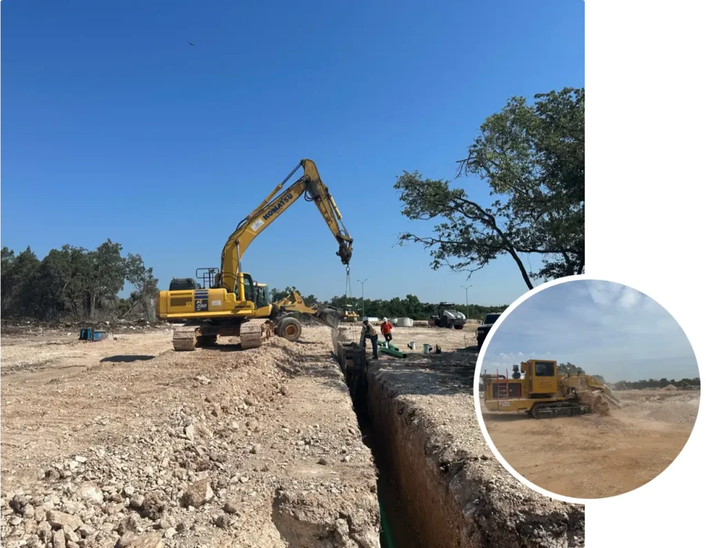 Collage image of a civil site – one of TopMar Construction's projects.