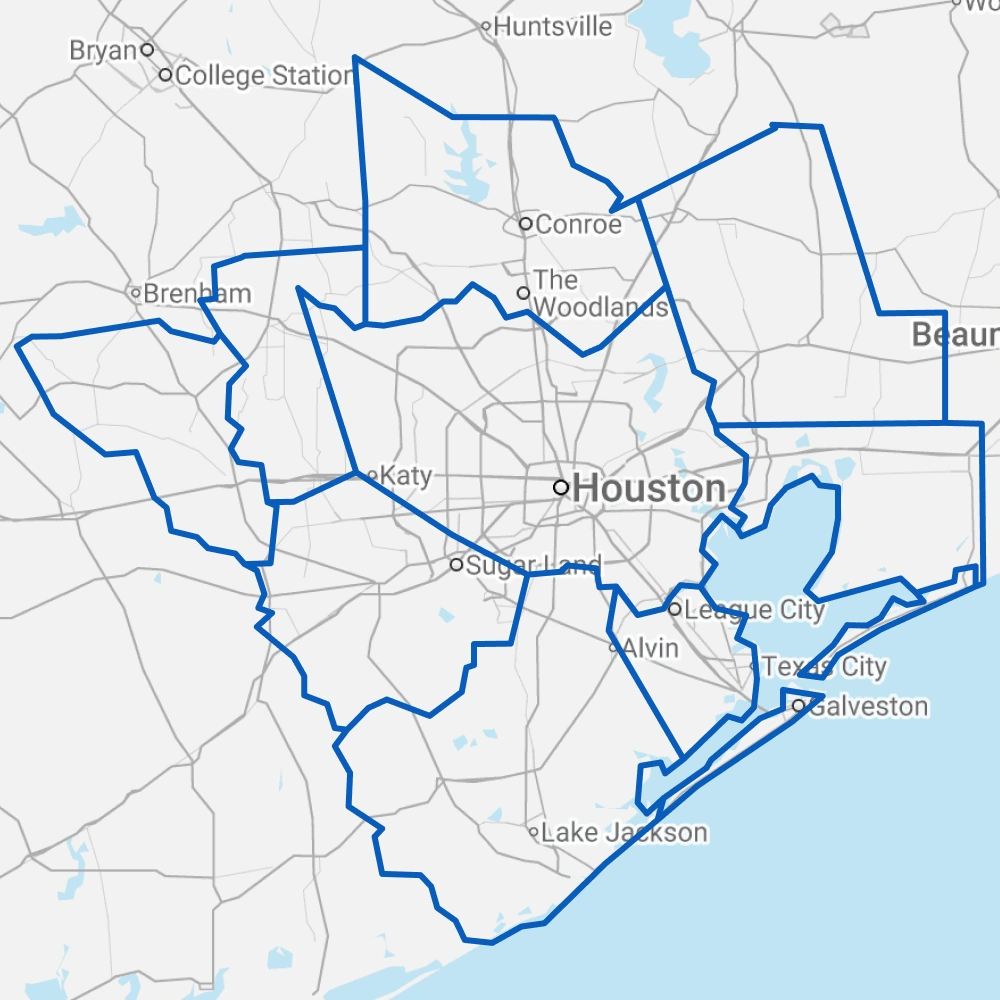 Topmar houston map service area